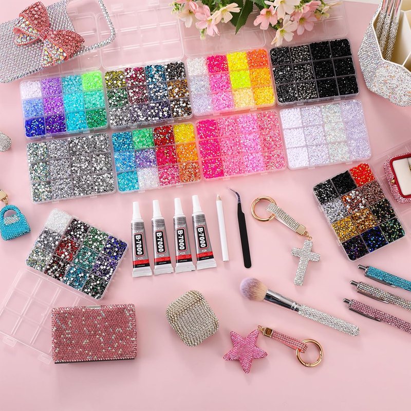 Bedazzling Kit by 75000PCS - 3mm Flatback Resin Rhinestones | Multicolor Sparkling Gems for Nail Art & DIY Crafts