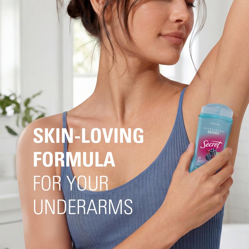Secret Fresh Antiperspirant Deodorant for Women, 72hr Breathable Sweat & Odor Protection, Instant Freshness & Gentle, PH Balancing Minerals, Clear Gel, Refreshing Berry Scent, 3.4 oz