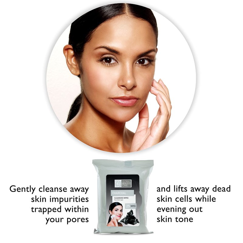 Global Beauty Care Makeup Remover Wipes (100 Count (4-Pack), Charcoal)