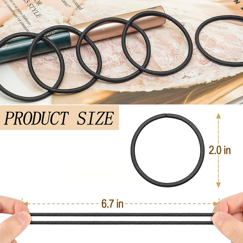 KANPRINCESS 100PCS Black Hair Ties - No Damage Ponytail Holders for Thick Hair | Elastic Bands for Women & Girls