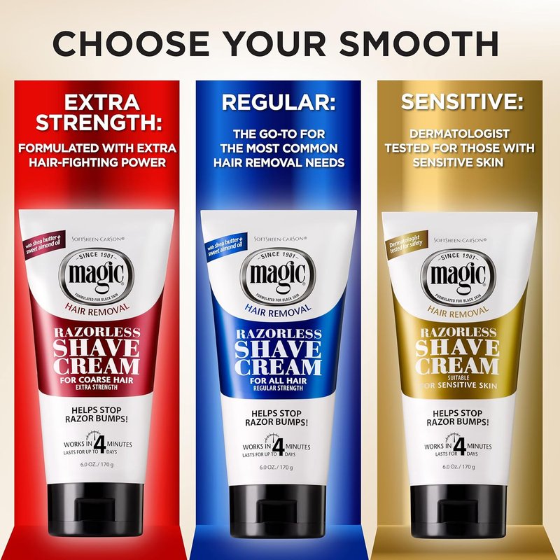 Magic Razorless Shaving Cream - Extra Strength Depilatory Hair Removal for Body Hair | 6 oz