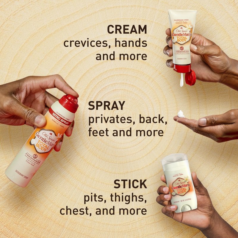 Old Spice Whole Body Deodorant Stick for Men, Aluminum Free, Vanilla + Shea Scent, 24/7 Odor Protection, 24/7 Lasting Freshness, Dermatologist Tested, Gentle on Skin, Safe to Use All Over, 3.0 oz