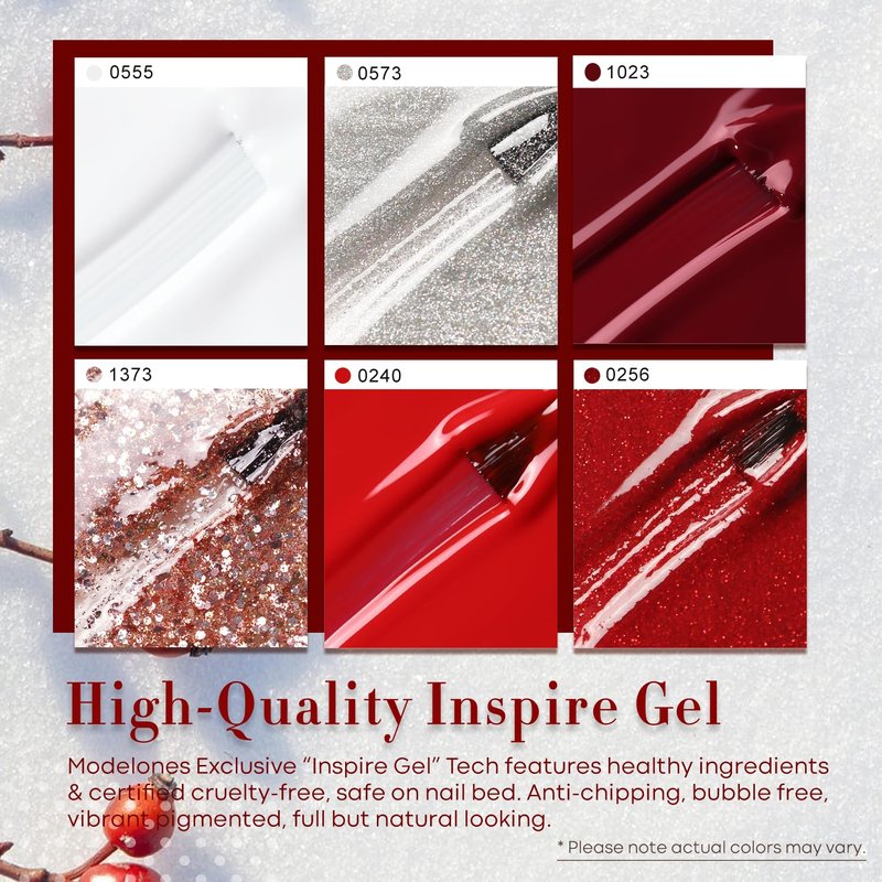 Modelones Red Gel Nail Polish Set - 6 Colors for DIY Nail Art | Glitter & Sparkle Shades for Women