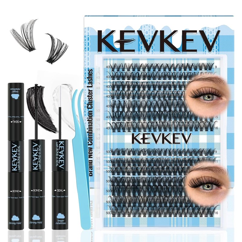 Lash Extension Kit - 280 Pcs Individual Eyelash Clusters with Bond & Seal | 40D & 50D, 9-16mm