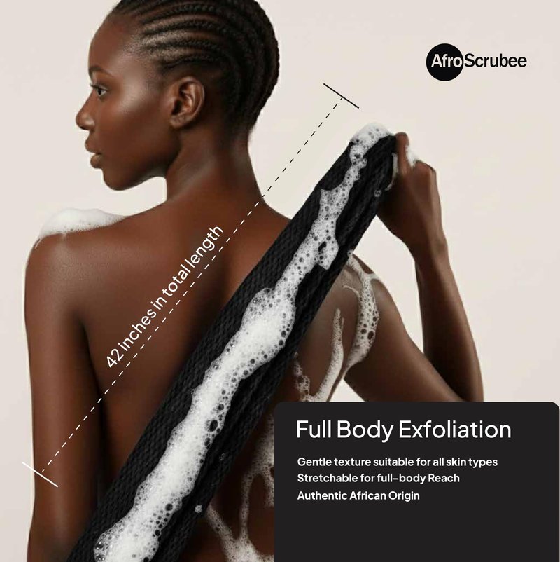 AfroScrubee Authentic African Net Sponge Exfoliating Bath Sponge (Black)