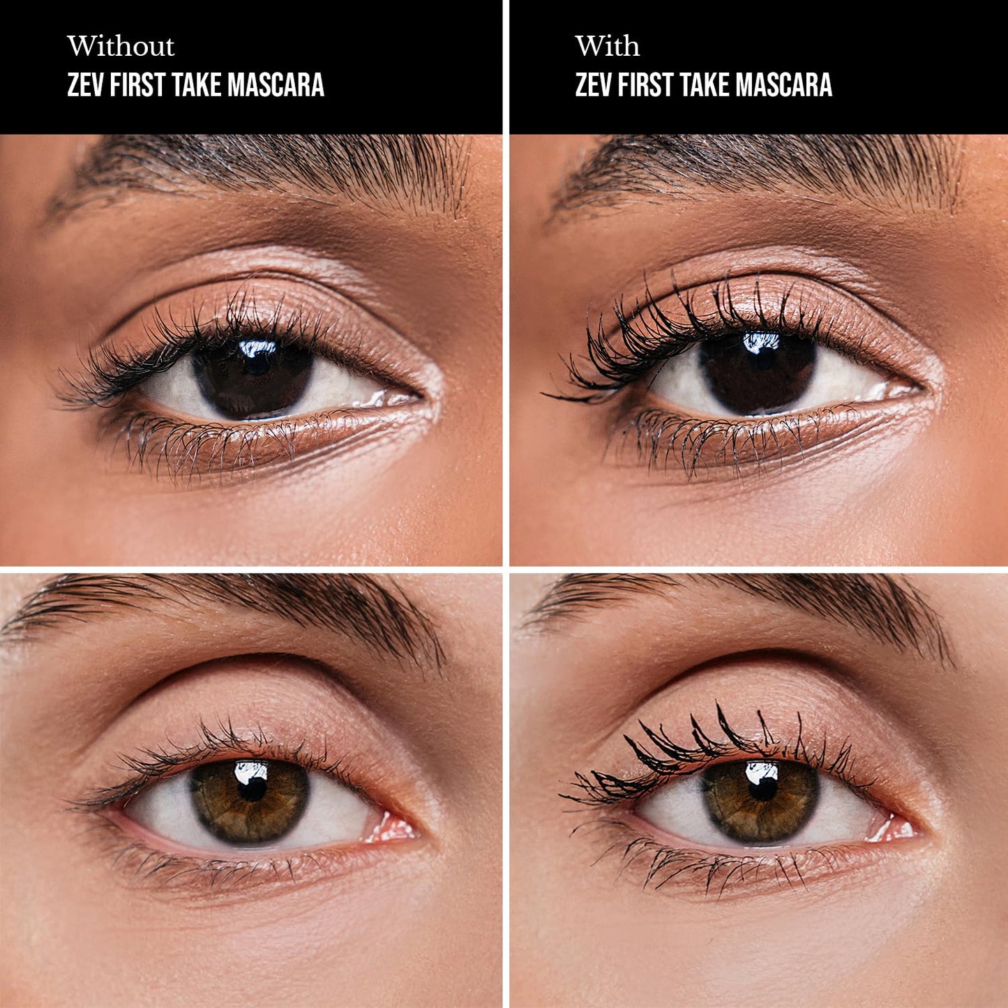 Zev First Take Mascara, False Lash Effect Mascara, Volumizing & Lengthening, Defining, Multiplying, Curling, Buildable Formula, Cruelty Free & Paraben Free - Black