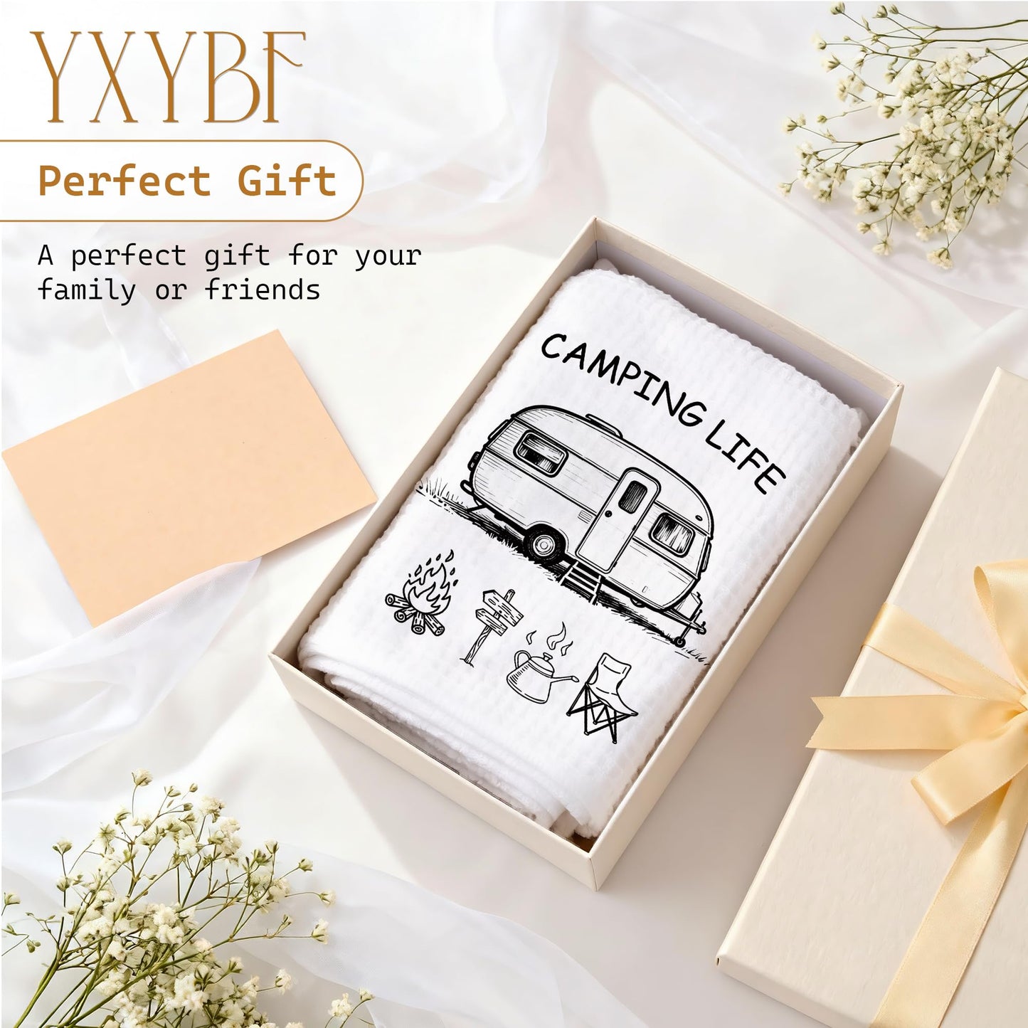 YXYBF Camping Gifts Hand Dish Tea Towels for Kitchen Bathroom RV Decor 16x24 Inches, Gifts for RV Campers Women Men, Minimalist Camping Kitchen Towels Decorative