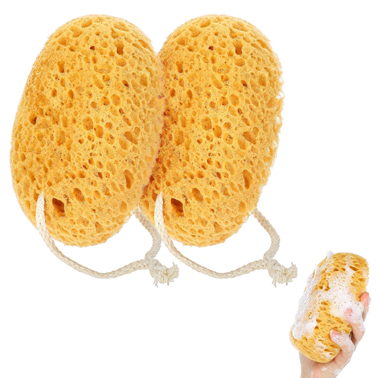 Wanmu 2Pcs Bath Sponge, 6.1 Inch Soft Exfoliating Body Scrubber Shower Sponges, Large Foam Loofah Face Puff for Women, Men, Teenager Body Cleansing Supplies