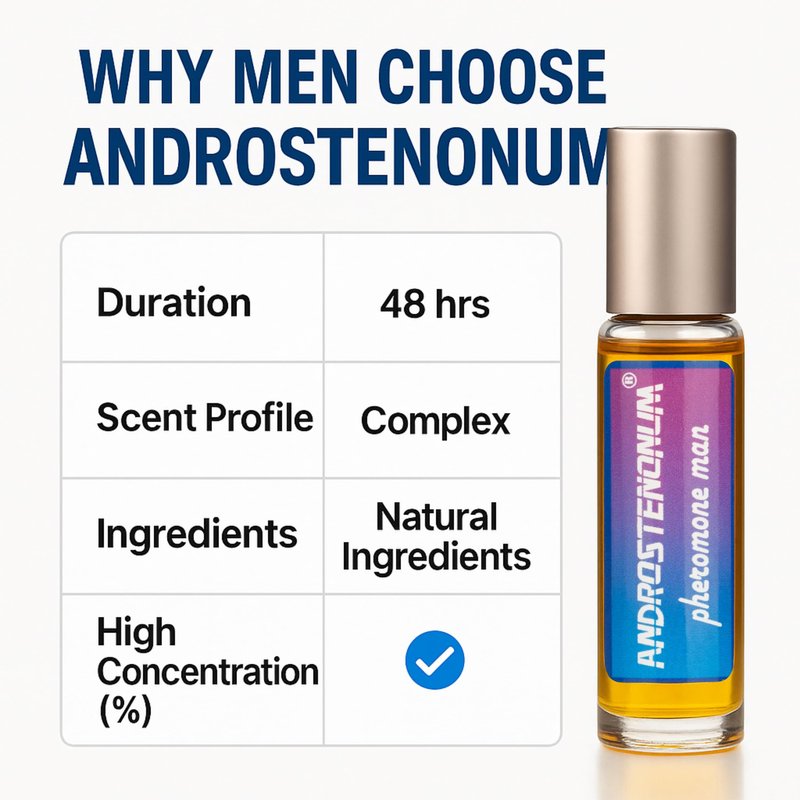 Pheromone Cologne for Men ANDROSTENONUM Strong Roll On Perfume Oil with 48-Hour Long-Lasting Formula - Mens Cologne Pheromone Perfumes for Daily Wear - The Original Perfumes for Men 0.34 Fl Oz