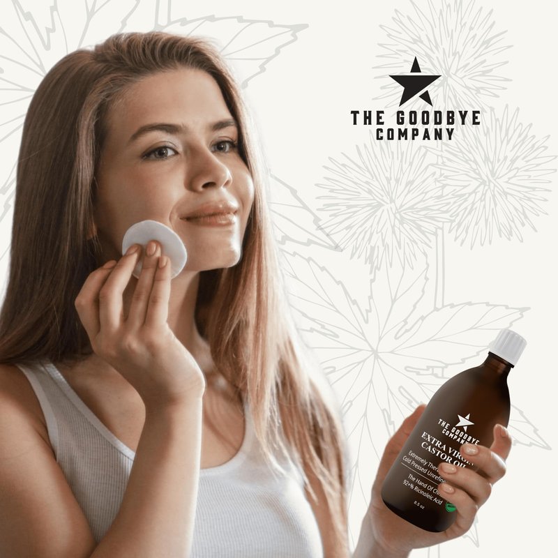 Goodbye Company USDA Organic Food Grade Cold-Pressed Castor Oil - 8.5 oz Glass Bottle, Hexane-Free, Extra Virgin, Small Batch Family Farm Ethically Sourced for Hair Growth, Digestion, Lashes, Brows