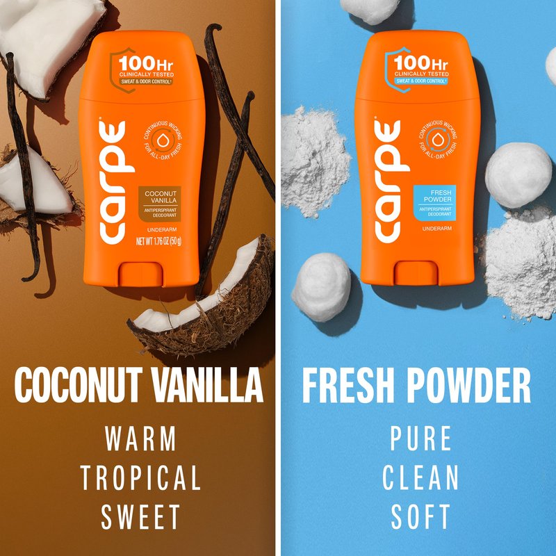 Carpe Deodorant Antiperspirant Women's Variety Pack - 100 Hour Sweat & Odor Control - Women's Clinical Strength Deodorant - Antiperspirant for Excessive Sweating - Coconut Vanilla & Fresh Powder