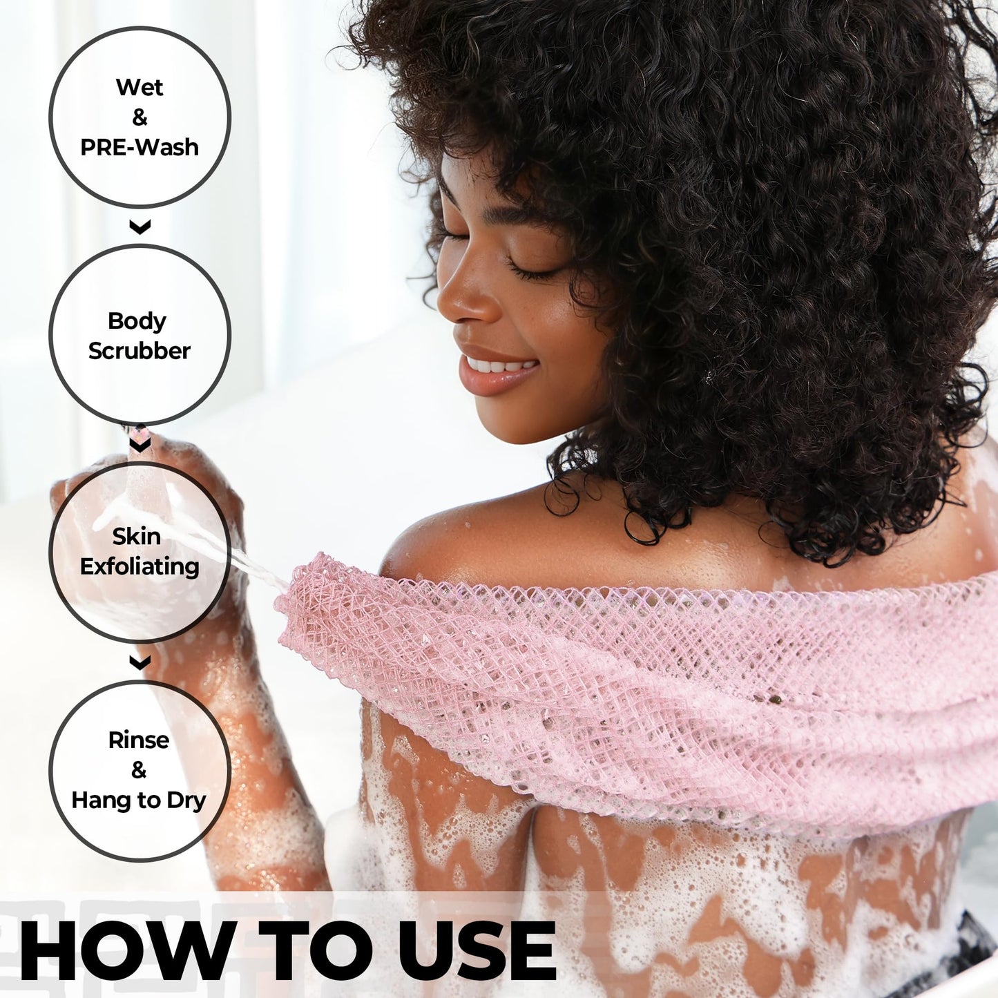 African Net Sponge Authentic - Exfoliating Back Scrub Bath Sponge with Knots - Afro Scrub Body Scrubber Exfoliator Washcloth - African Body Care Daily Use Shower Essentials