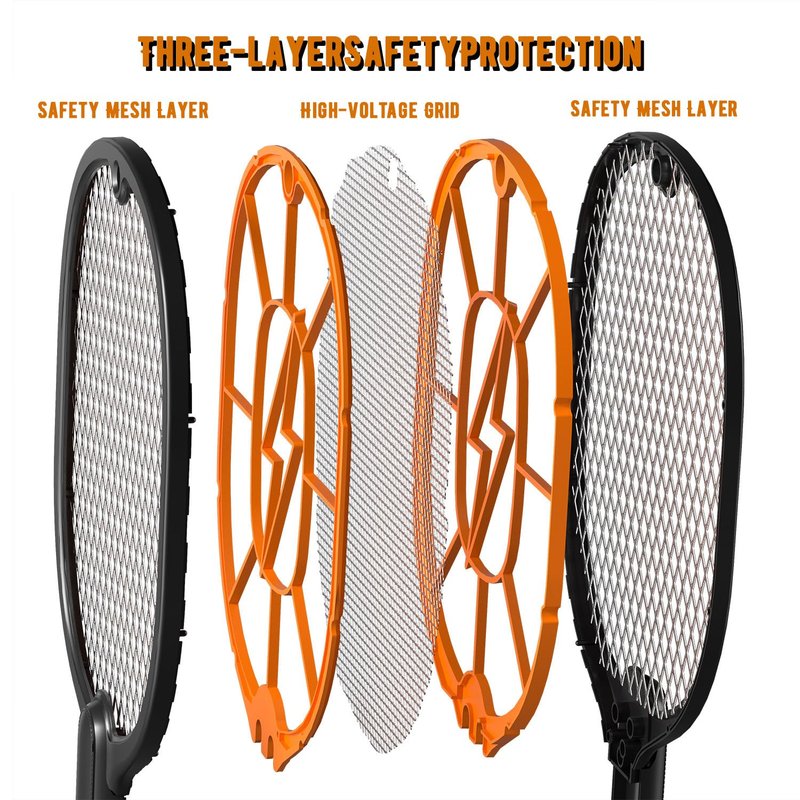 2-Pack Electric Fly Swatter, Black & Gray, AA Battery Operated Bug Zapper Racket for Indoor/Outdoor Use, Mosquito & Fly Killer, Handheld Insect Catcher