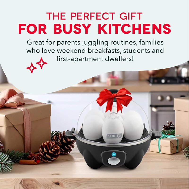 Dash Rapid Egg Cooker | Electric Boiler, Poacher & Steamer - Holds 7 Eggs, Black Finish