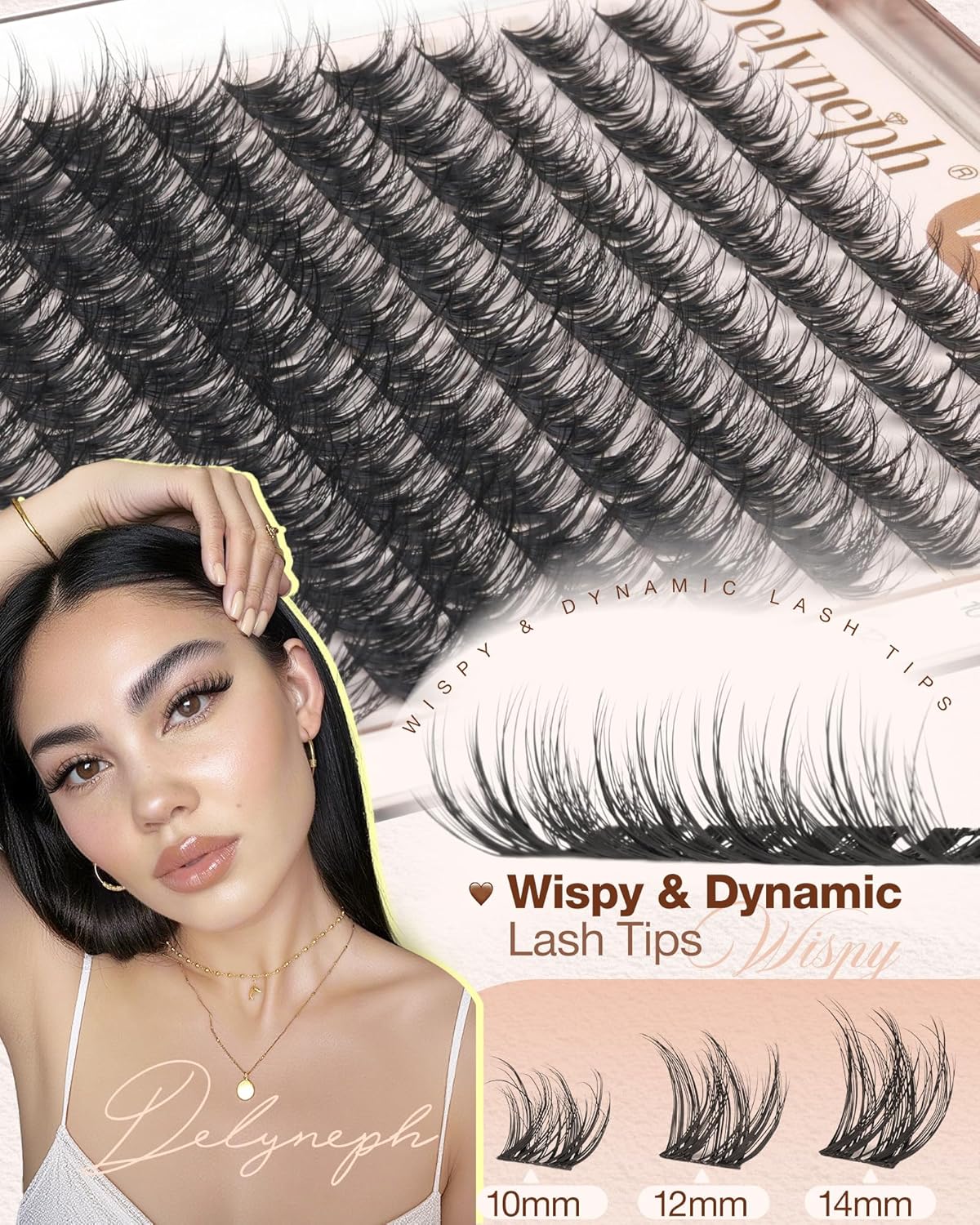 Wispy Lash Clusters Kit - Natural Fluffy Eyelash Extensions | D Curl, 10mm, 12mm, 14mm