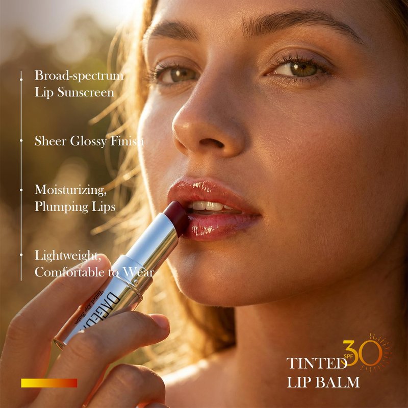 DAGEDA Tinted Lip Balm with SPF 30, Moisturizing Lip Sunscreen,Unscented, Shea Butter Jojoba Seed Oil, Smooth and Nourishing Everyday Lips makeup, Black Cherry, 0.11 oz
