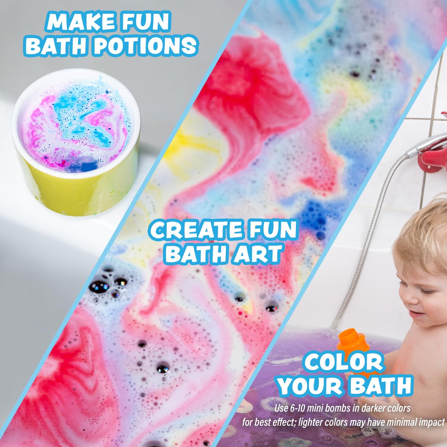 Tub Works® Lil' Bursts™ Mini Bath Bombs for Kids, 90 Count, Gumdrop | Nontoxic | Tiny Kids Bath Bombs with A Burst of Color, Foam & Bubbles | Customize Kids Bath with Fun Bath Colors | Create Tub Art