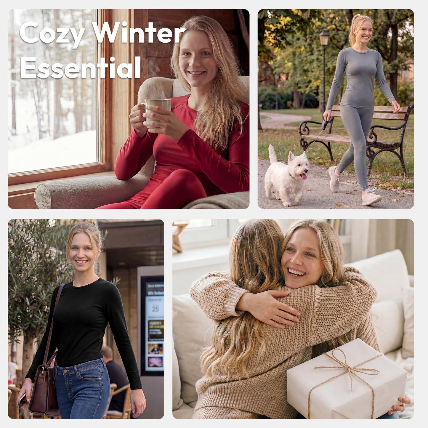WEERTI Thermal Underwear for Women Long Johns with Fleece Lined Base Layer Women Cold Weather Top Bottom-Black M