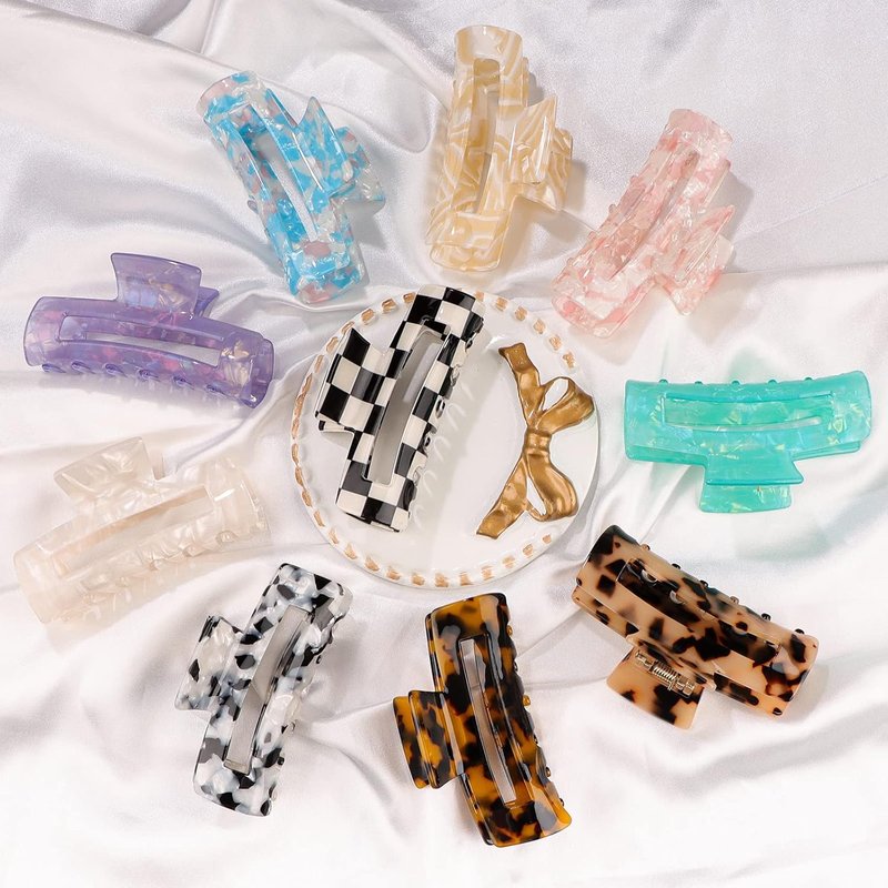 Magicsky Hair Claw Clips - 10 Pcs Opal Marble Tortoise Acrylic Clips for Thick & Thin Hair | Cute 90's Butterfly Barrettes