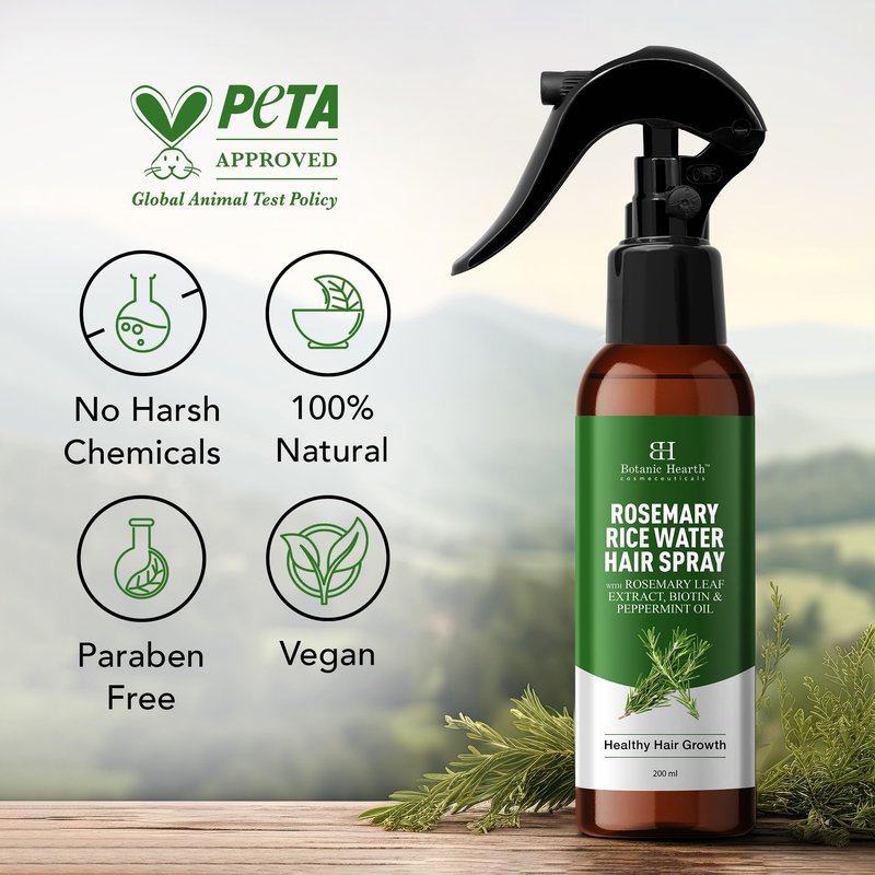Botanic Hearth Rosemary and Rice Water Spray for Hair Growth - 6.8oz | Korean Scalp Treatment for Thinning, Hair Regrowth, Anti-Itch, Hair Spray for Women and Men, Sulfate & Paraben Free