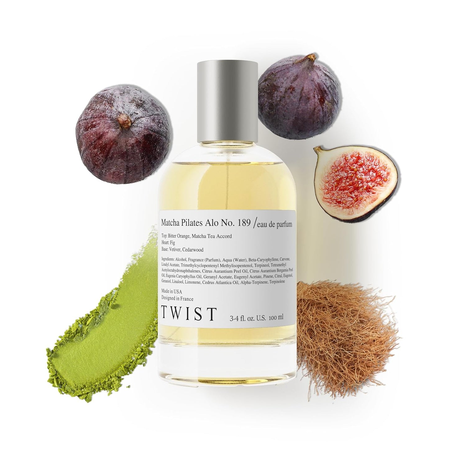 Twist Matcha Pilates Alo No. 189 - Inspired by Le L. The Matcha 26, Long-Lasting Perfume for Women and Men, Vegan, Clean Ingredients, Fig & Green Tea – Spray 100 ml | 3.4 fl. oz.