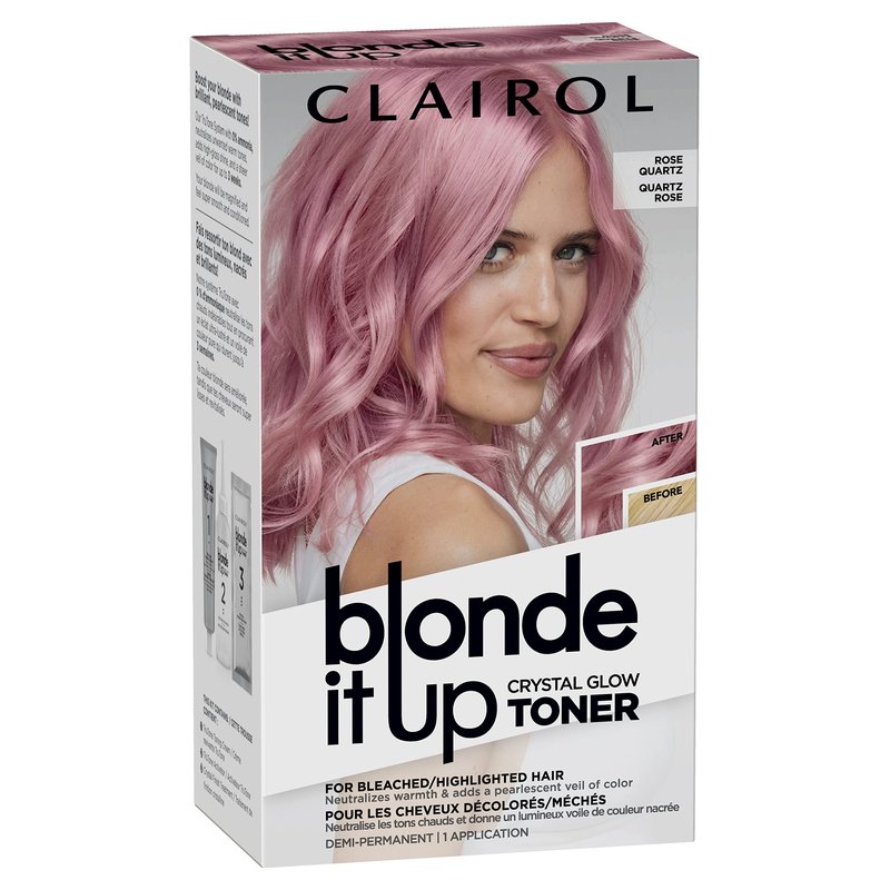 Clairol Blonde It Up Crystal Glow Toners Demi-Permanent Hair Dye, Rose Quartz Hair Color | Ammonia Free | Add Pearlescent Tones to Pre-Lightened Shades | Neutralizes Warmth | Pack of 1