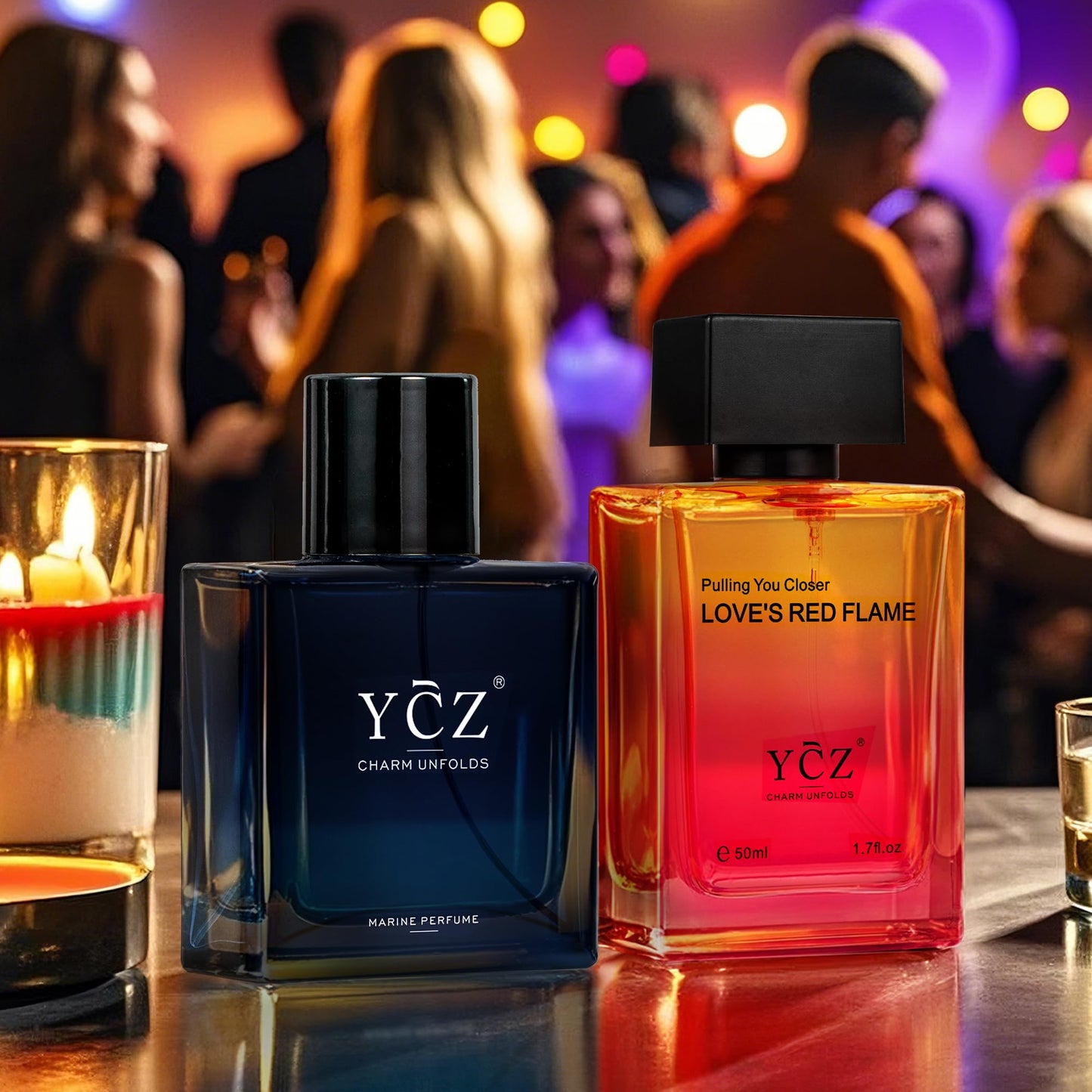 Ycz Eau de Parfum Ocean Fire Perfume Set, 1.7oz(50ml) Bottled 2pcs Men'S Luxury Perfume - Oriental Fresh And Long Lasting Floral Scent for Dating, Made for Men Valentine's Day Gift, Christmas Gifts