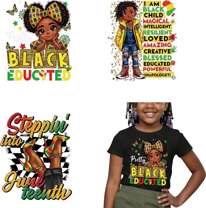 Juneteenth DTF Heat Transfers - Black Pride Iron-On Decals for DIY Clothing | 3 Pack