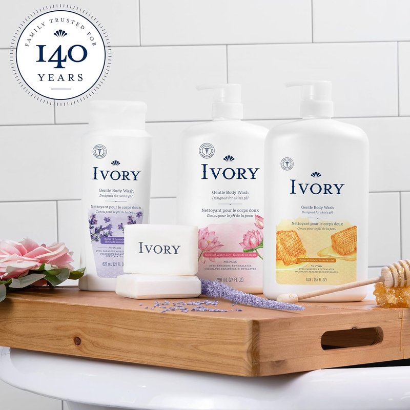 Ivory Body Wash - Gentle Formula for Sensitive Skin | Honey Scent, 35 oz - Family-Friendly & pH Balanced
