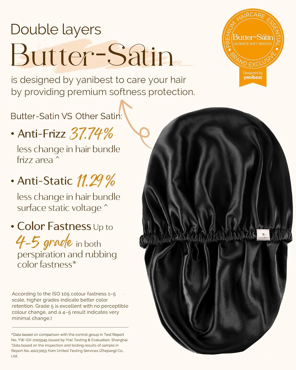 YANIBEST Silk Bonnet - Adjustable Double Layer Satin Hair Bonnet for Sleeping | Reduces Frizz for Curly Hair