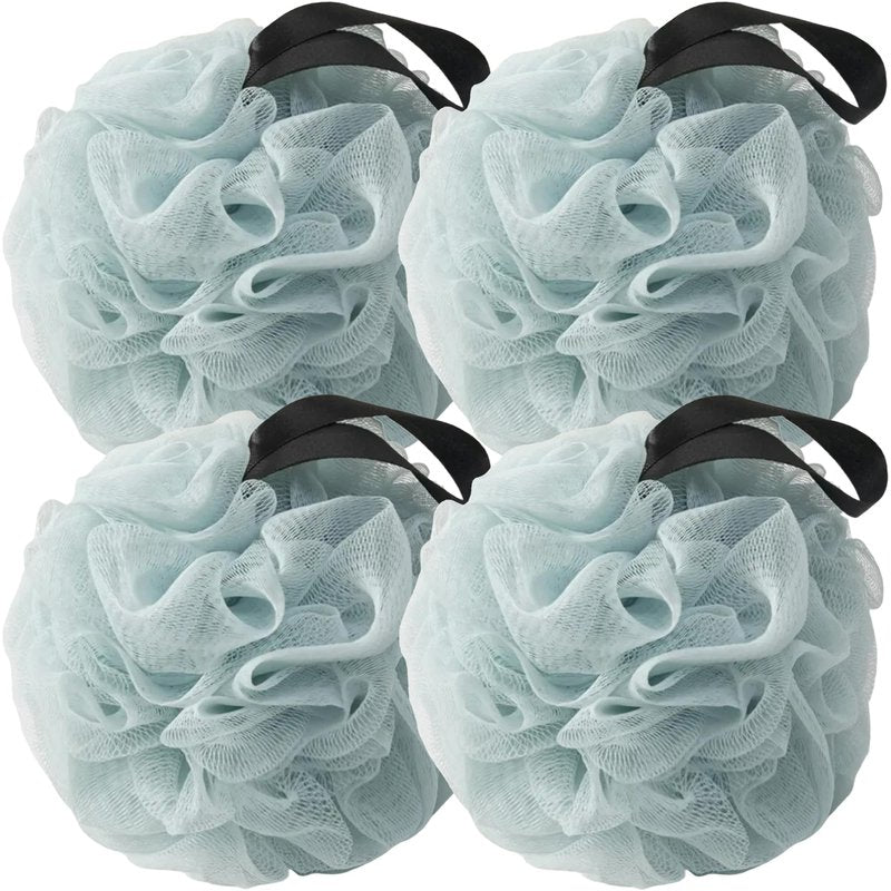Loofah Sponges for Shower,Exfoliating Cleaning Bath Loofa Body Scrubber Balls for Women Men Washing,All Blue 4 Pack