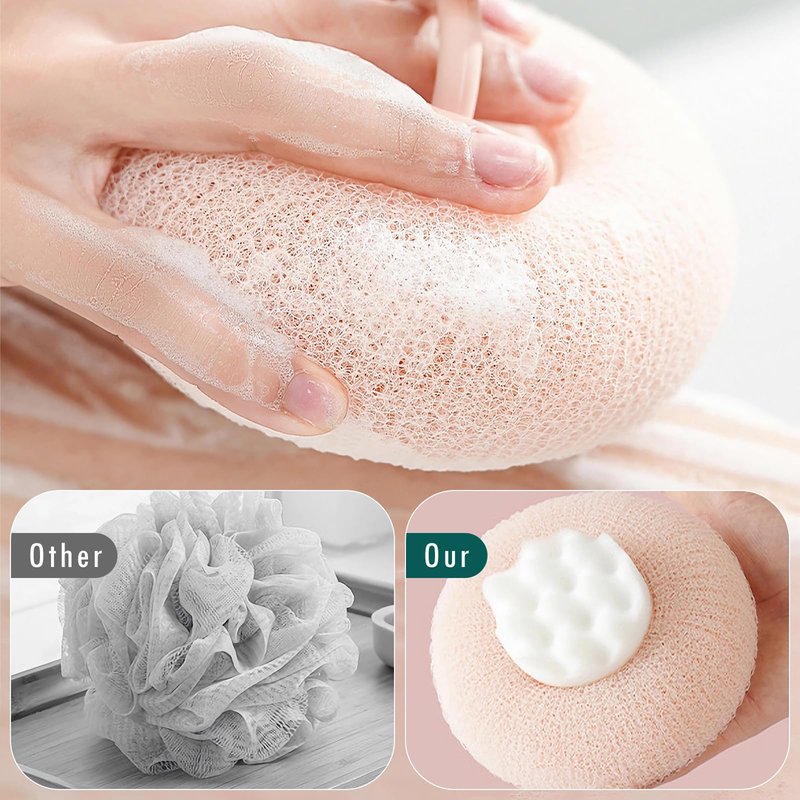 OneNine Super Soft Sunflower Suction Cup Bath Ball, 2-in-1 Sunflower Bath Ball, 2 PCS, Pink, Cyan, Polyurethane, Simplicity, Cute