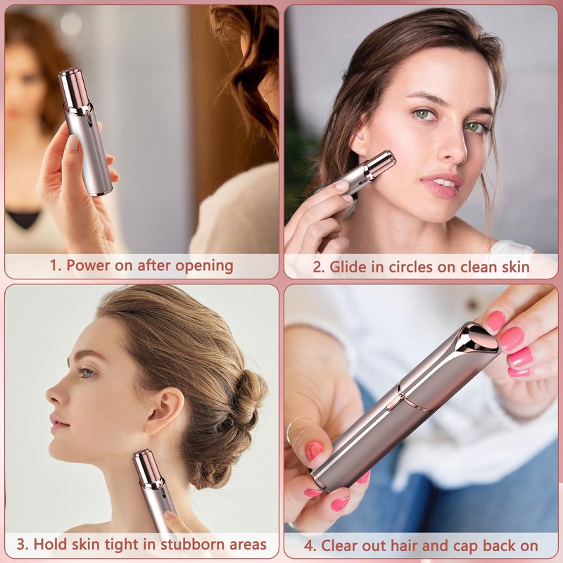 Facial Hair Remover for Women - as Seen on TV Painless Face Shaver - Electric Hair Removal Device for Face Lips Peach Fuzz with Light (Blue)