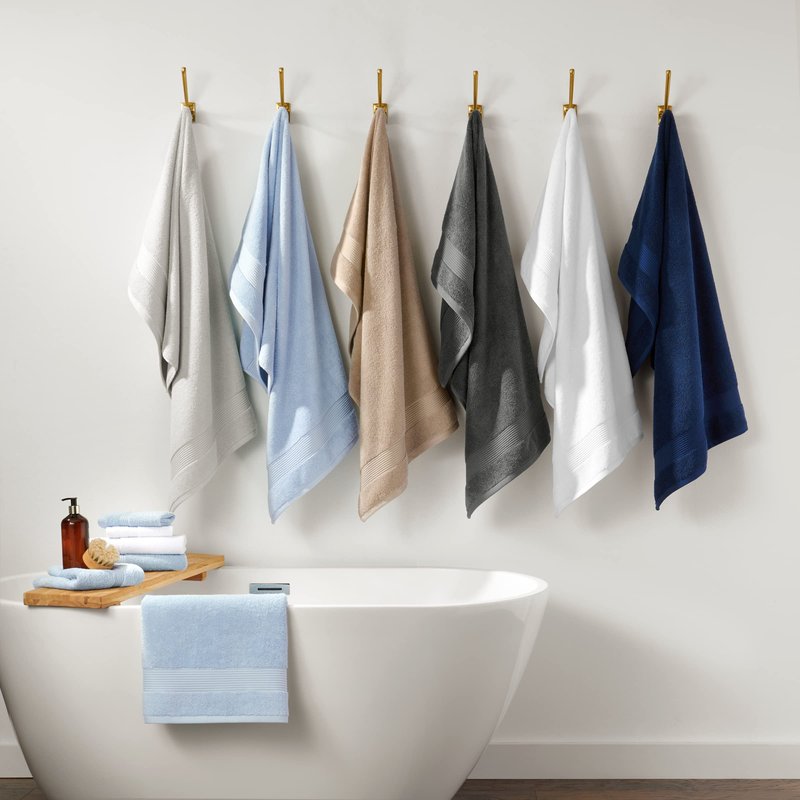 Arkwright Solid Hand Towels, Pack of 6, 100% Cotton 600 GSM Soft Absorbent Guest Bathroom Towels for Hotel, Spa or Vacation Rental, 28 x 16 in, Misty Blue