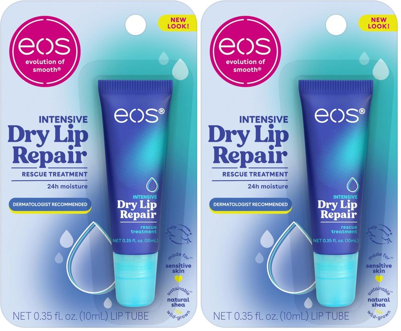 eos The Hero Lip Repair, Extra Dry Lip Treatment, 24HR Moisture, Overnight Lip_Treatment, Natural Strawberry Extract, 0.35 fl oz (Pack of 2)