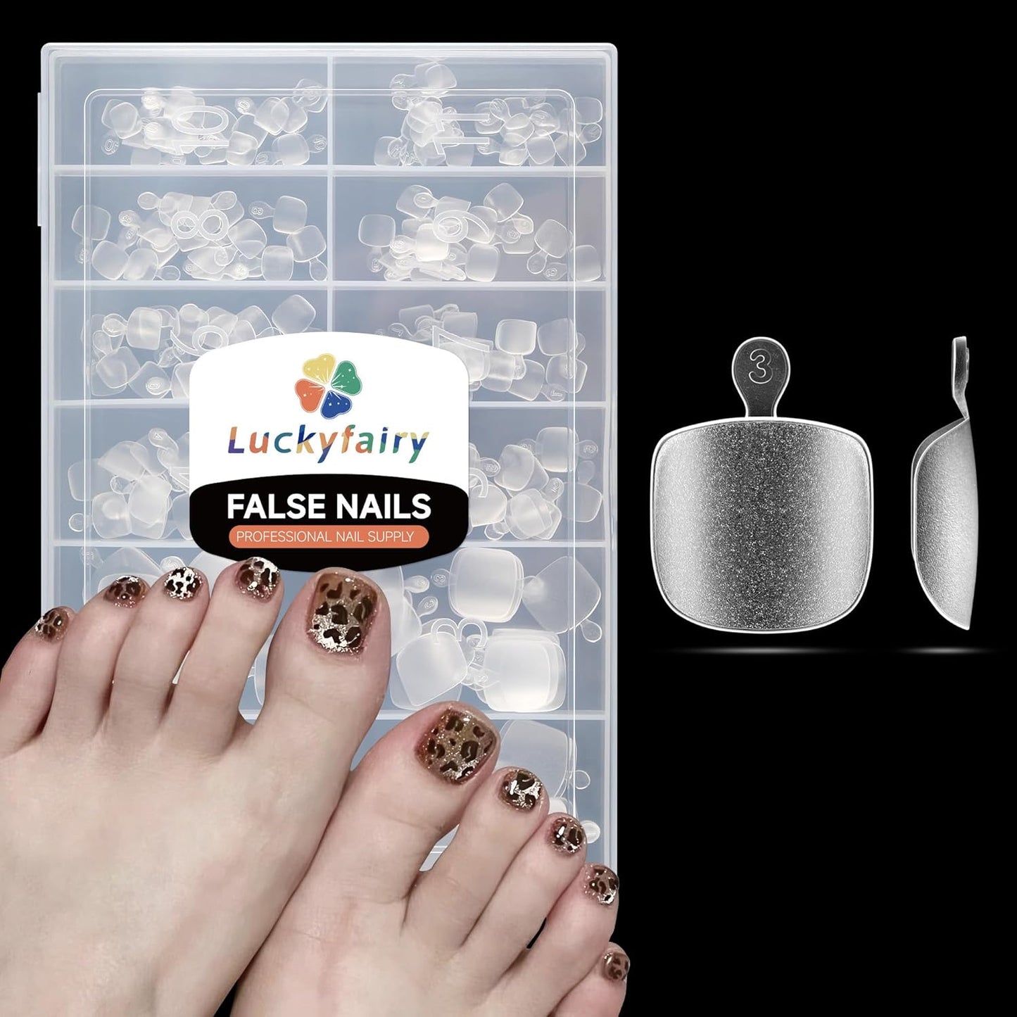 Skiennix Square Toe Nail Tips - 240pcs Matte Press-On Toenails | 12 Sizes for DIY Nail Extensions