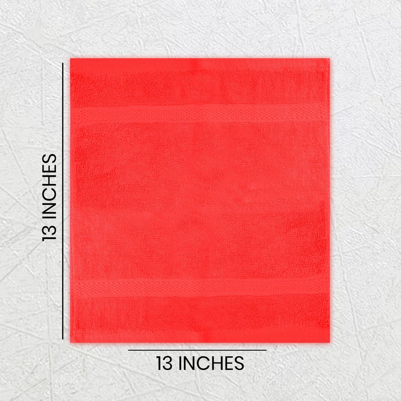 Lenenz Soft Wash Cloths - 12 Pack Plush and Absorbent Cotton Washcloths for Face, Body, and Baby - Multi-Purpose, Quick-Dry Wash Cloths Set 13x13'' (Red)