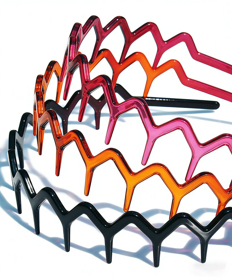 3PCS Zig Zag Headbands for Women Non Slip, ZigZag Hair Comb Headbands with Teeth, Classic 90s Amber Purple Black Headband for Women Men, Plastic Hair Accessories or Everyday Styling & Workout