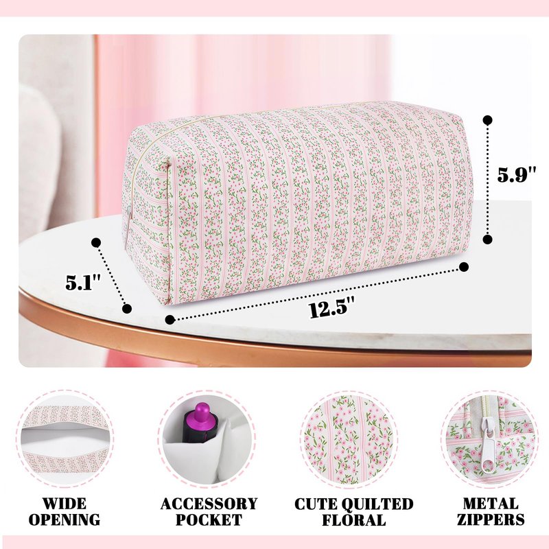 Hair Tools Travel Carrying Bag, Cute Quilted Floral Hair Tools Travel Bag for Shark Flexstyle Carrying Case Portable Shark Air Wrap Dryer Case Flat Curling Iron Organizer for Women (Pink)