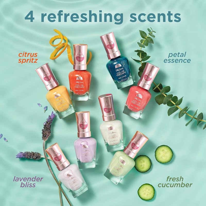Sally Hansen Color Therapy Nail Polish - Biotin & Argan Oil Formula for Healthy Nails | Opaque Pink - Citrus Spritz 462