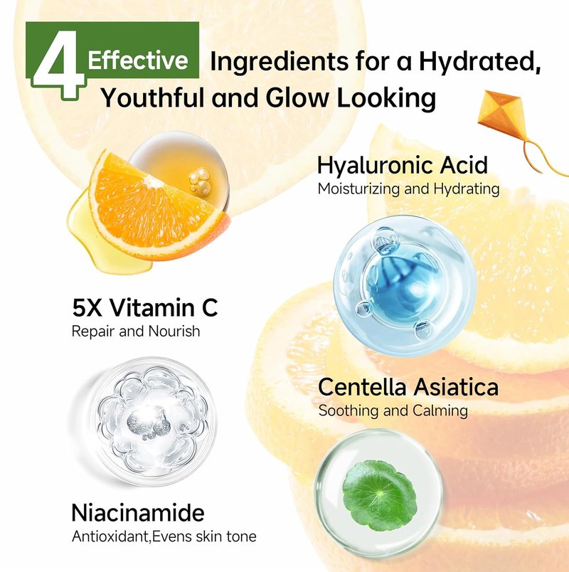 Glown 6-Piece Hydrating Skincare Set - Vitamin C & Niacinamide | Complete Face & Body Care Kit