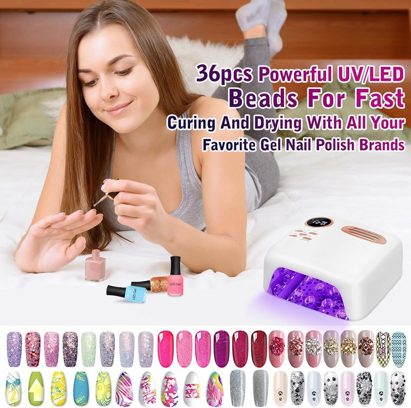 Cordless UV LED Nail Lamp - 72W Rechargeable Gel Dryer | Professional Wireless Curing for All Gels - White