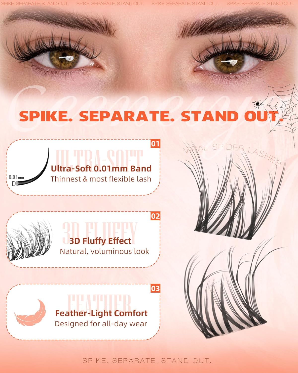 Spider Lash Clusters - Wispy Eyelash Extensions 8-16MM | Natural Fluffy DD Curl for DIY Beginners