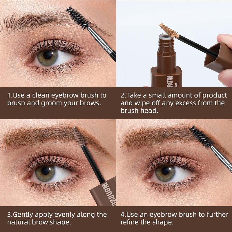 Brow Super Fluff Eyebrow Gel Mousse, Volumizing and Tinted Thickening Eyebrow, Waterproof, Long-Lasting, Easy-to-Use for Soft Full Brows, Deep Brown