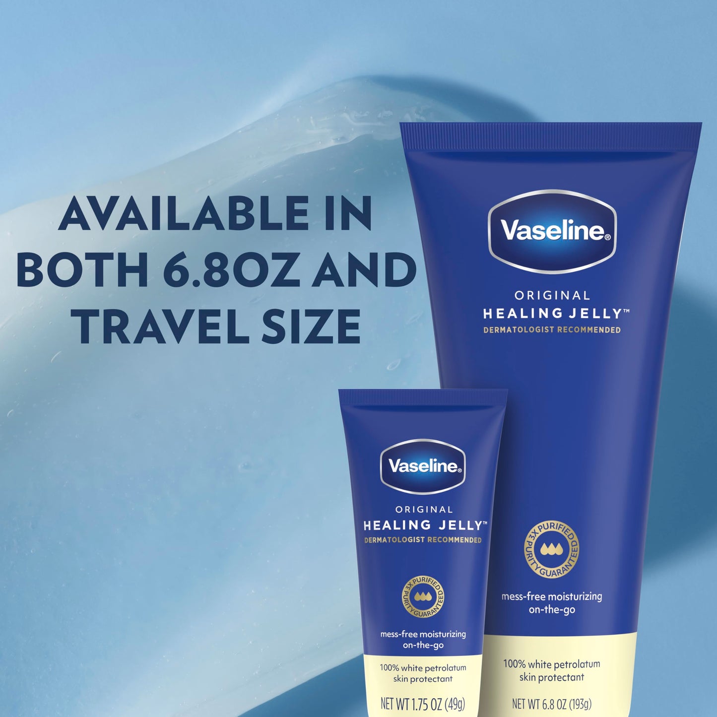 Vaseline Original Healing Jelly 100% White Petrolatum Skin Protectant 1 ct for Mess-Free Moisturizing On-the-Go, with 3x Purified Purity-Guaranteed Formula, 6.8 OZ