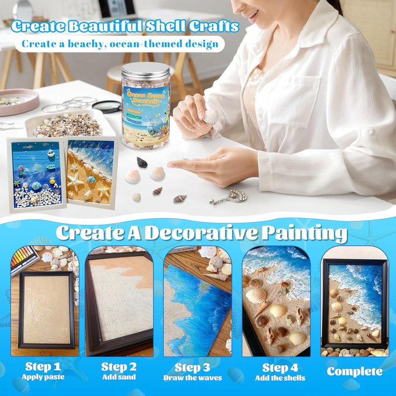 1200 Pcs Tiny Sea Shells, Seashells for Crafts with Small Shells Starfish Mixed Ocean Beach Spiral Seashells for Beach Party, Fish Tank and Vase Filler, Wedding Decor, Diy Jewelry Candle Making