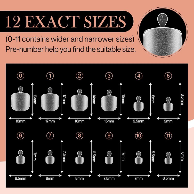 Luckyfairy Full Matte Square Press-On Toenails | 360pcs Smoothly Curved Tips in 12 Sizes