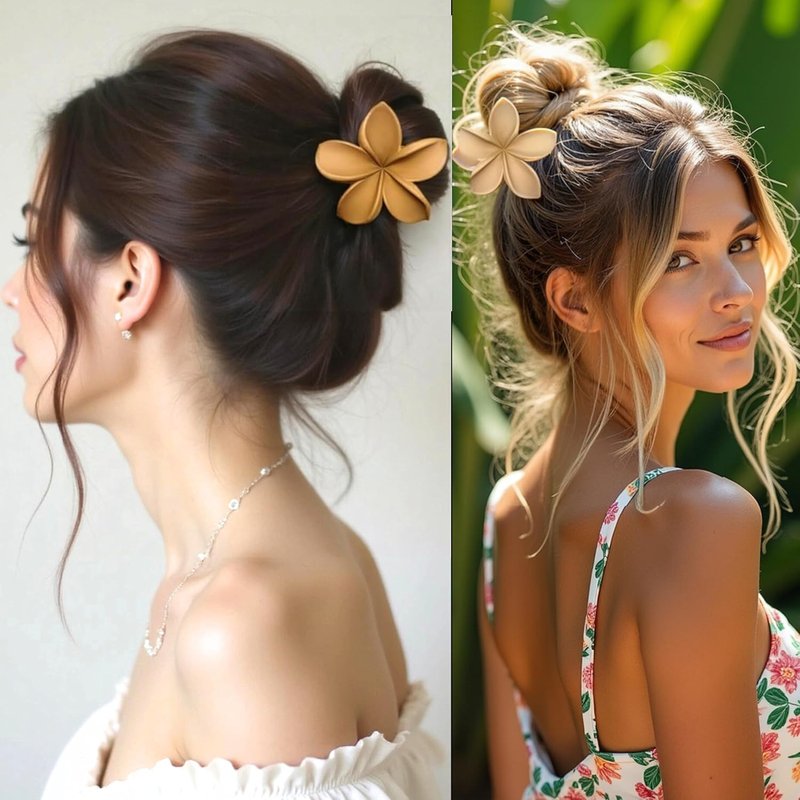 Flower Hair Clips - Cute Plumeria Claw Clips for Women & Girls | Nonslip Matte Design