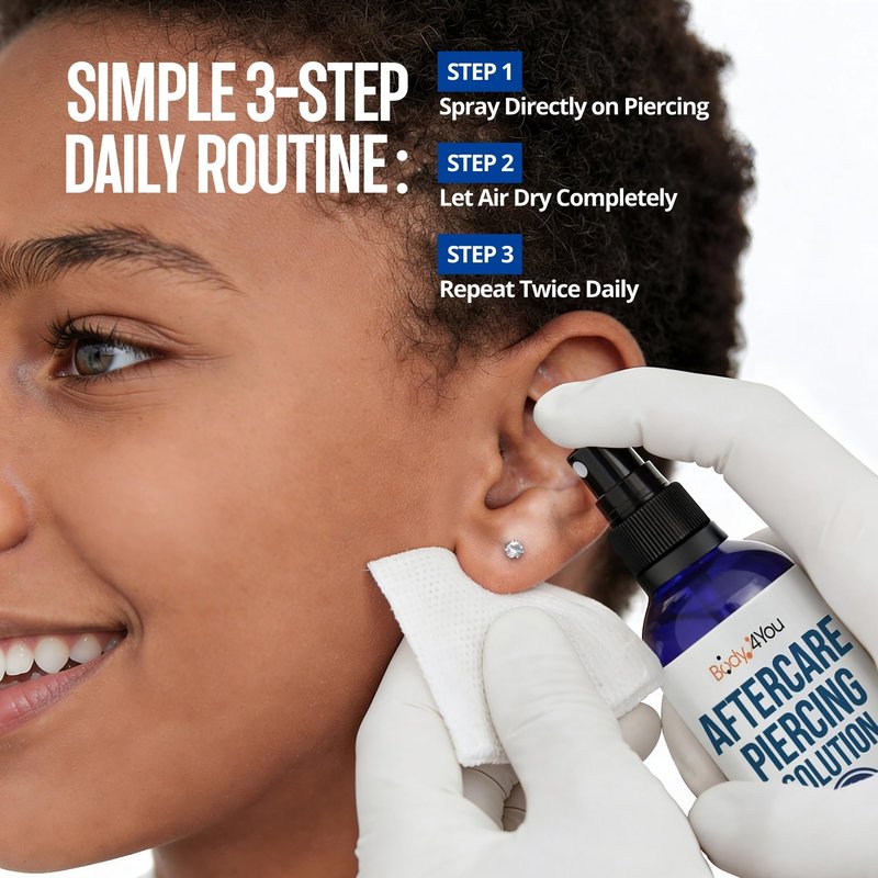 BodyJ4You Piercing Aftercare Spray - Saline Solution for Piercings Wound Wash Sterile Saline - Keloid Bump Removal Ear Nose Septum Belly Button Cartilage - Sea Salt Earring Cleaner 2 Fl Oz (Pack of 3)