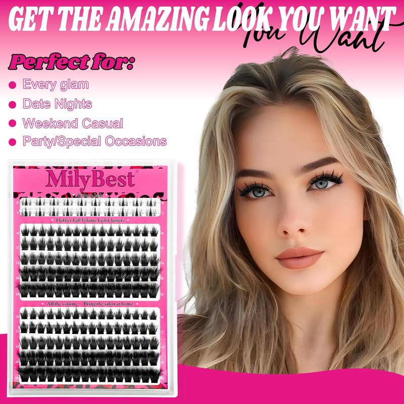 Cove Lash Clusters Kit Eyelash Clusters with Bottom Lashes 10-18mm Manga Fairy Individual Lashes Wispy Fluffy Cluster Eyelash Extensions Bond & Seal Spiky D Curl Lash Extension Kit by MilyBest